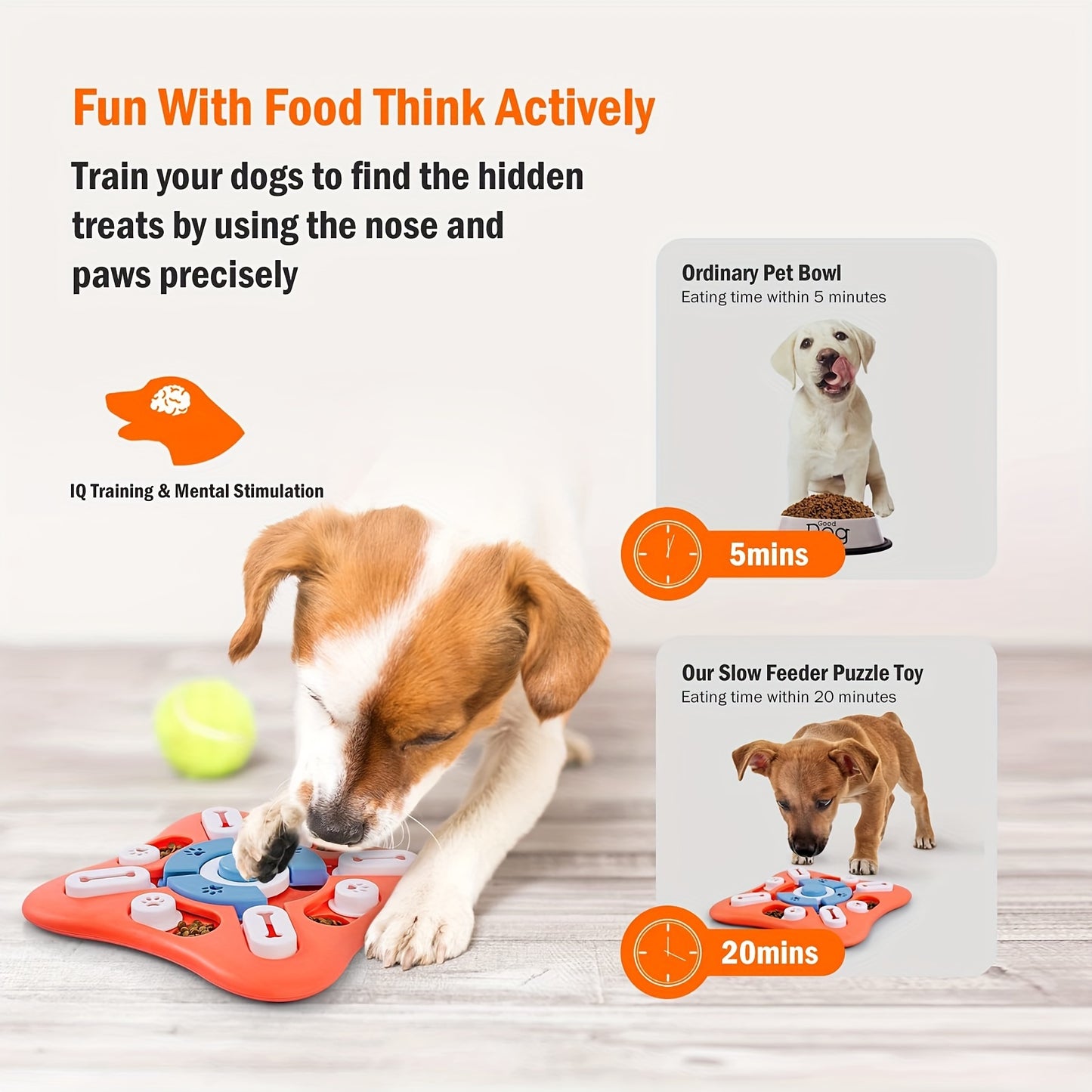 Jouet interactif pour chiens, pour entraîner leur QI et stimuler leur esprit - Jeu enrichissant en plastique durable, sans piles, distribuant des friandises - Compartiments coulissants et pièces rotatives attrayants pour s'amuser