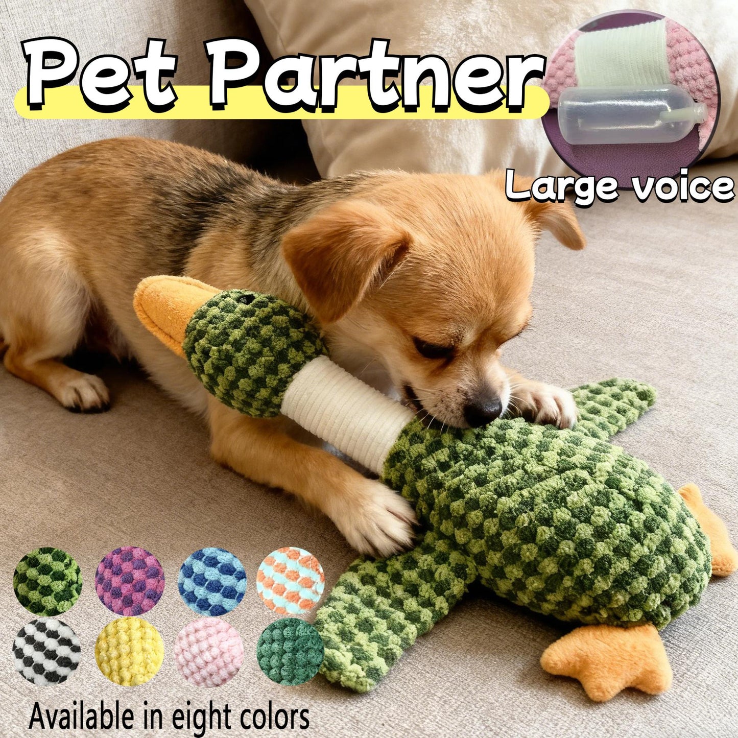 Jouet pour chien en forme d'oie, tissu doux résistant aux morsures, vocal, diverses couleurs