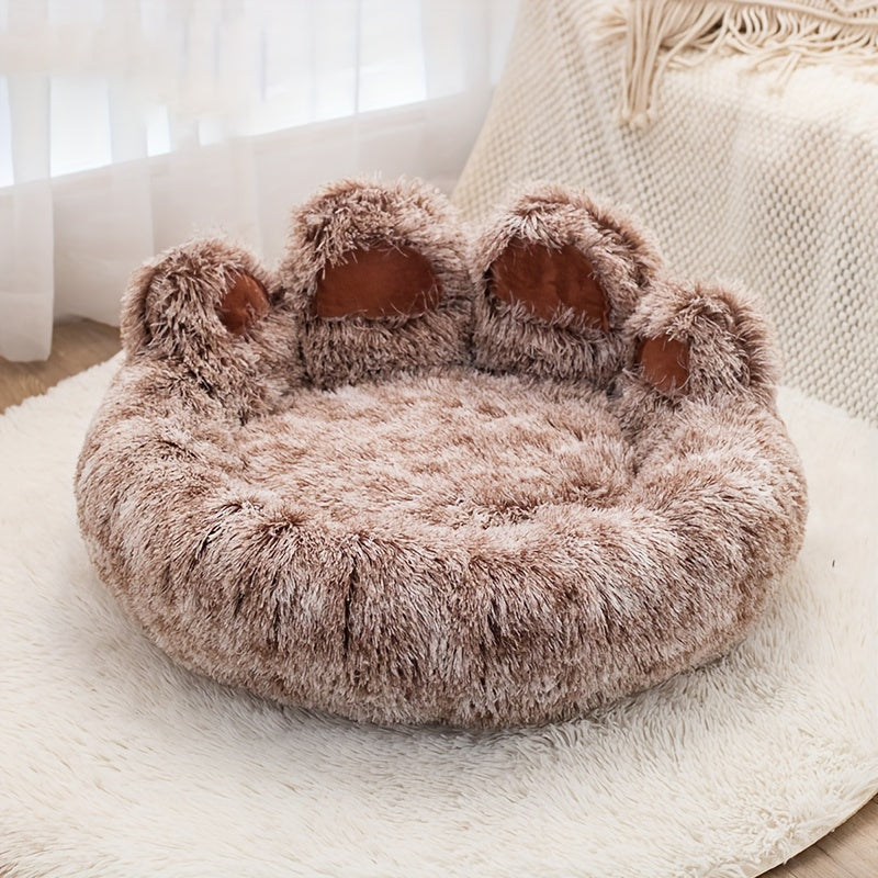 Un lit douillet en forme de patte d'ours adapté aux chiens et aux chats, offrant une solution de couchage douce et confortable pour vos compagnons à quatre pattes, diverses couleurs