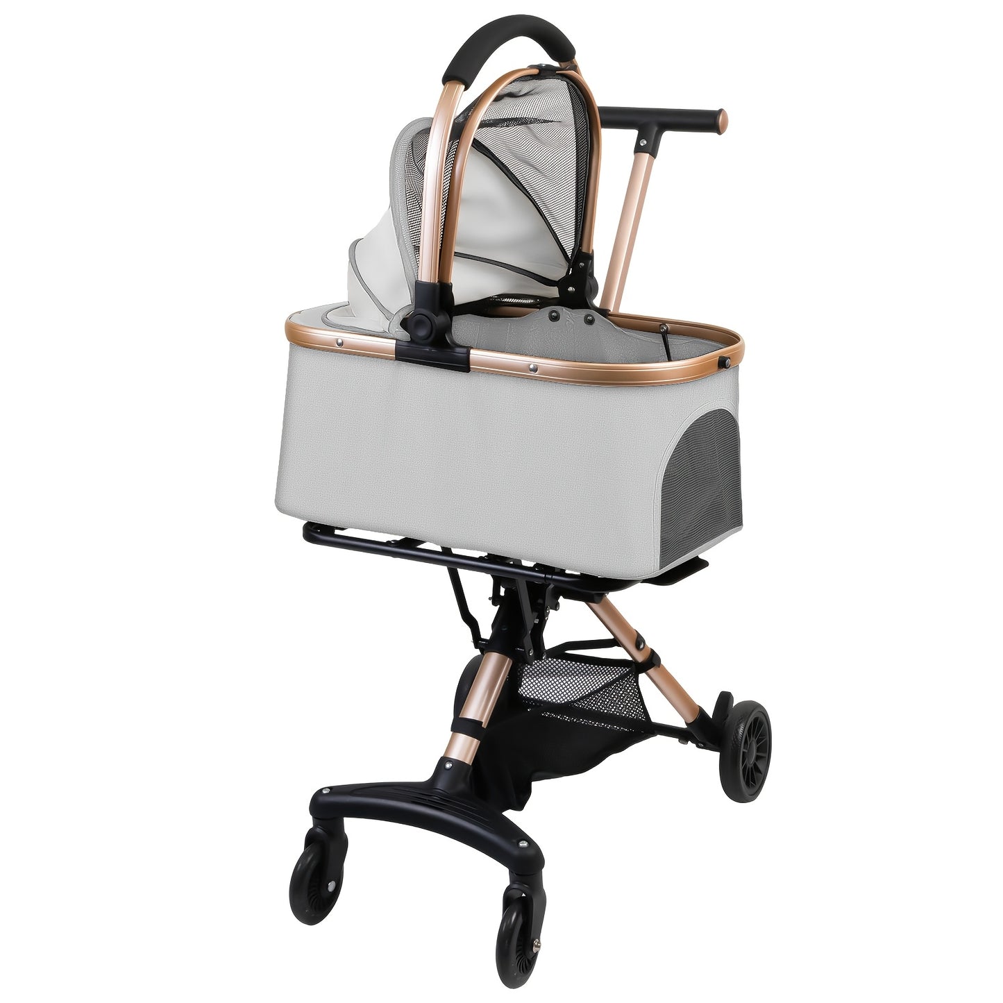 Poussette pliable et confortable, conception entièrement fermée et respirante. Elle est dotée d'un système de pliage à un seul bouton, de roues pivotantes à 360° et de roues directionnelles pour un double plaisir. Diverses couleurs