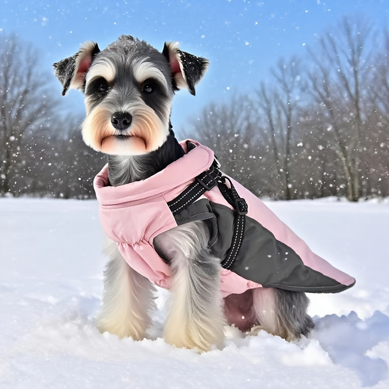 Manteau pour chien avec harnais intégré - bien chaud, bandes réfléchissantes, diverses couleurs