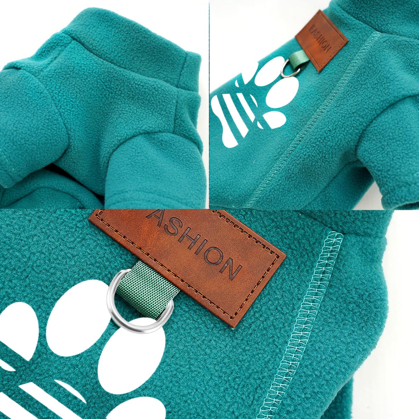 Pull tout doux avec logo en forme de patte pour chien avec 1 anneau intégré pour pouvoir attacher une laisse, bien chaud, facile à enfiler, diverses couleurs