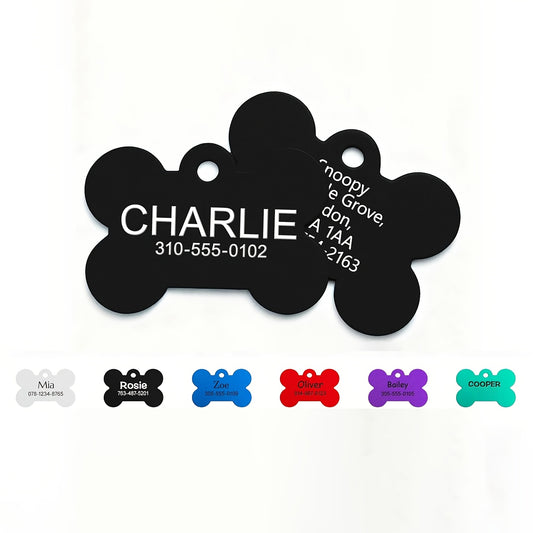 Médaille personnalisable en forme d'os, pour chien, conçue en alliage d'aluminium, diverses couleurs