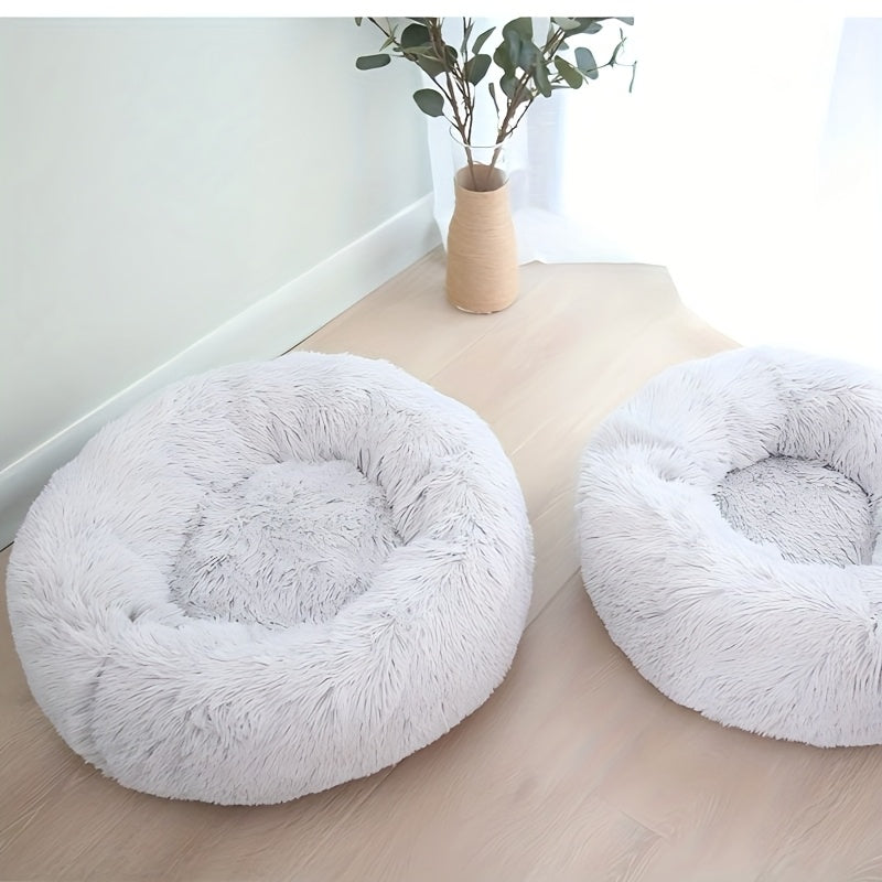 Lit rond pour chien et chat, douillet en peluche, chaud et confortable, diverses couleurs