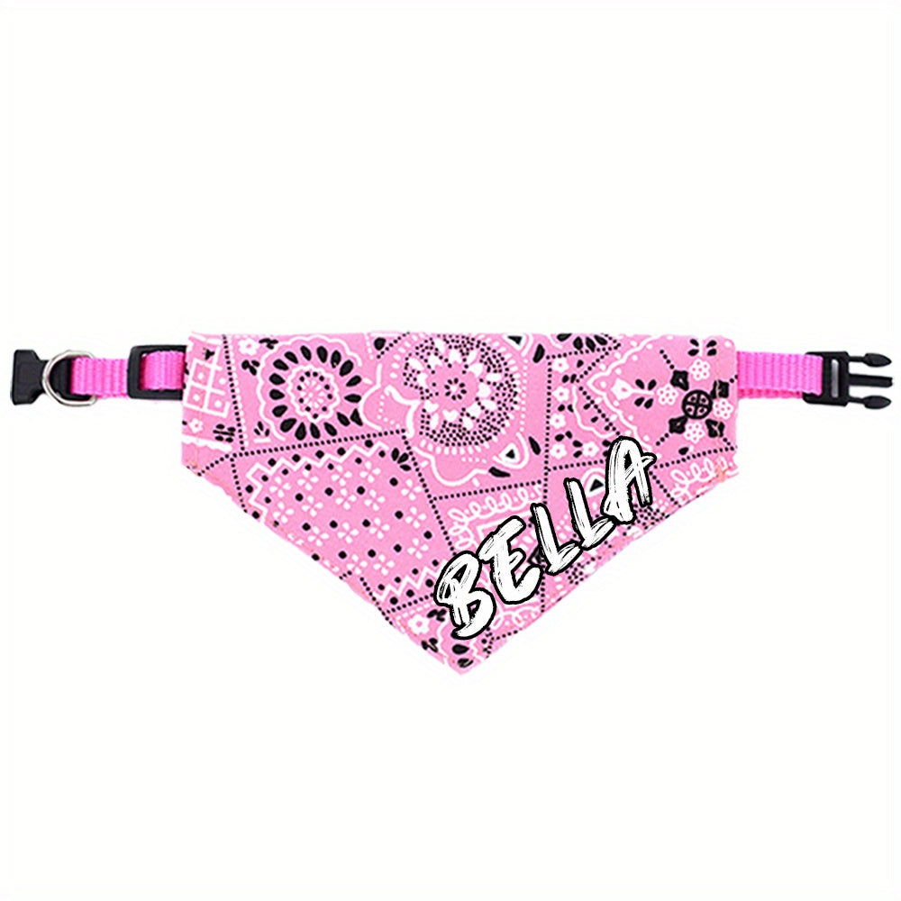 Bandana personnalisable et collier ajustable pour chien - Nom personnalisé, fermeture à pression, plusieurs couleurs disponibles : rose, noir, rouge et bleu