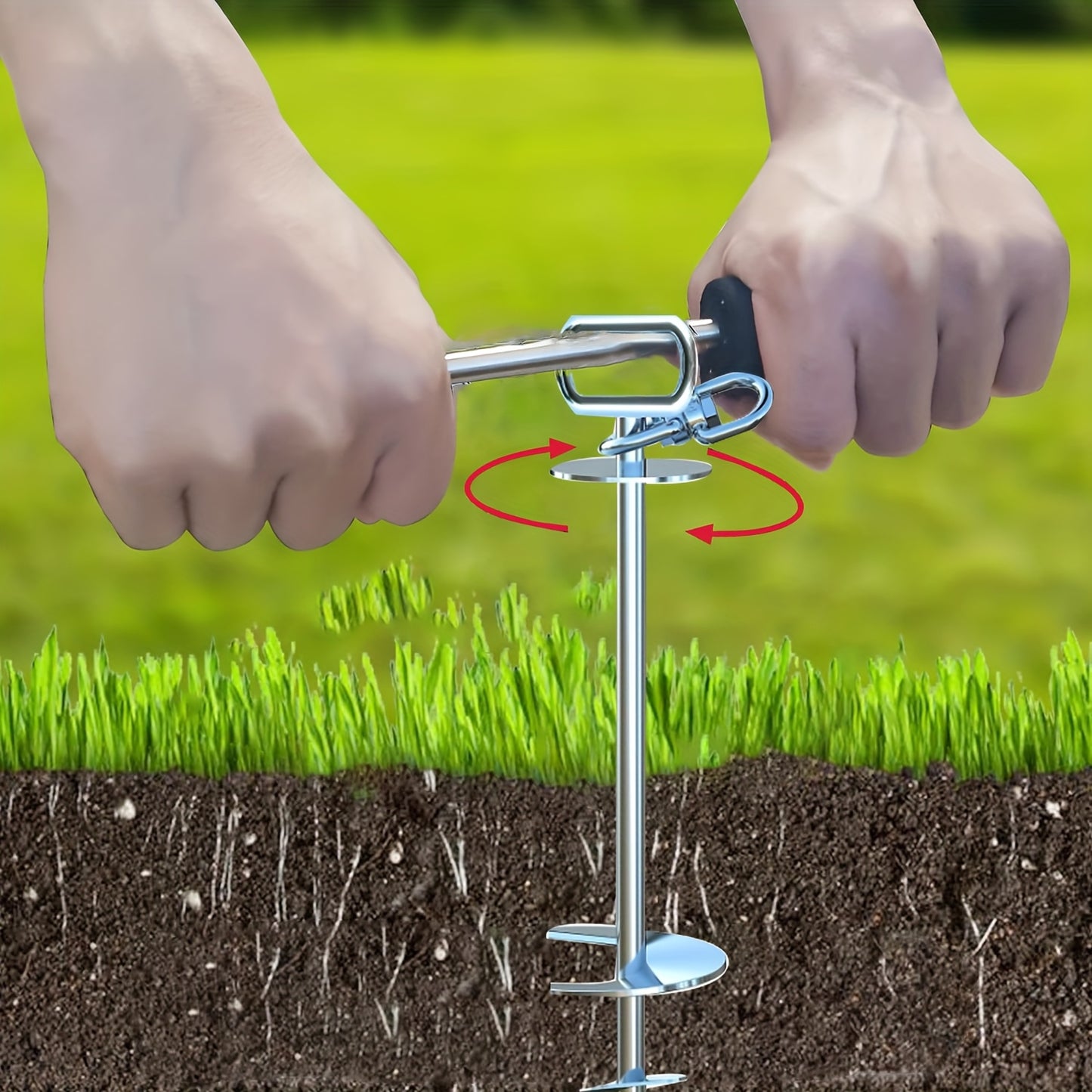 Lot de 5 pièces pour piquet d'attache pour chien, robuste - En acier inoxydable, pivotant à 360°, adapté aux jardins, compatible avec toutes les laisses