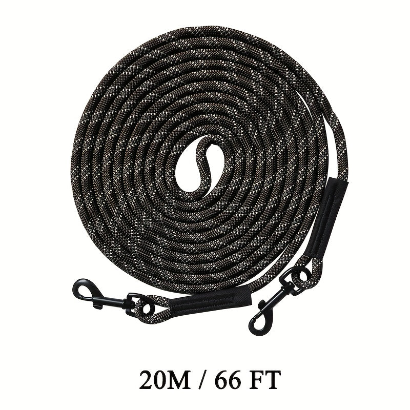 Laisse d'entraînement pour chien de 20 m et 30 m, deux crochets pivotants à 360°, adaptée à l'entraînement au rappel, au camping, à la promenade dans le jardin, etc., matériau en polypropylène, pour chiens de toutes tailles, diverses couleurs