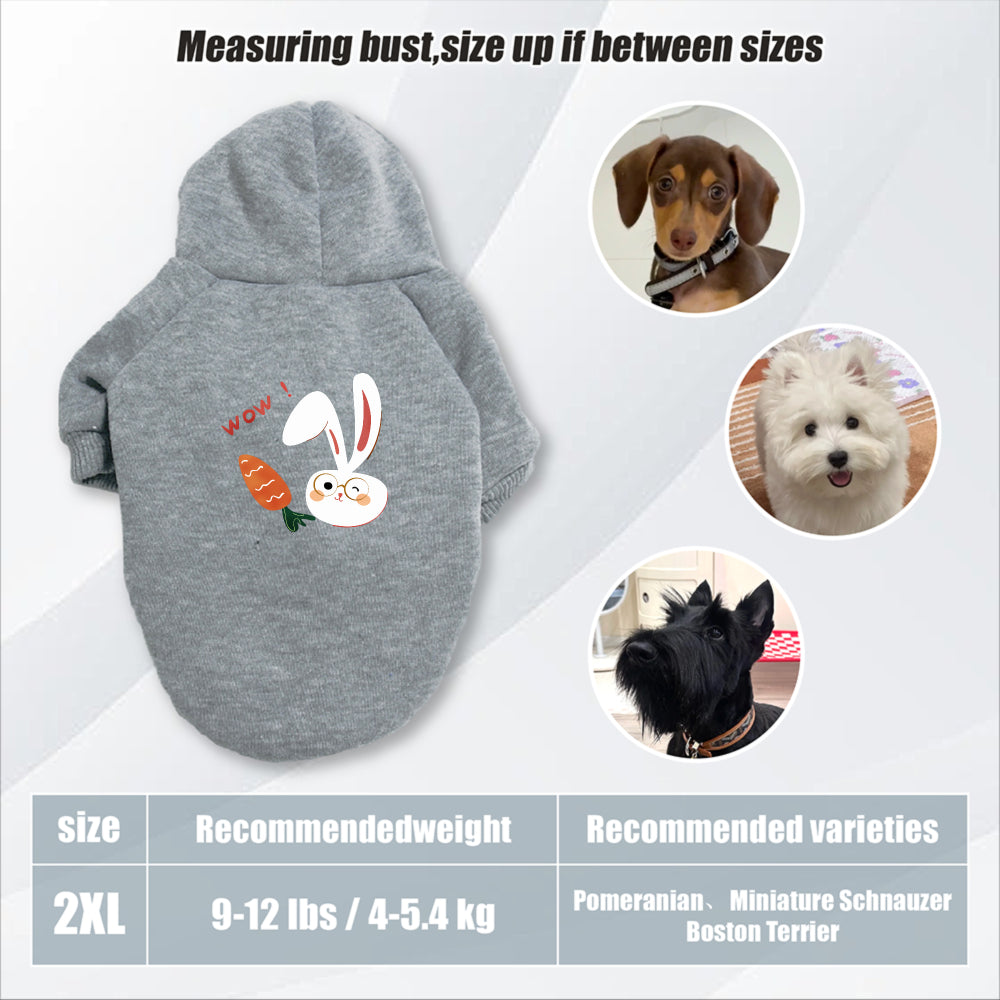 Sweat à capuche pour chien, avec imprimé lapin blanc et carotte mignon, diverses couleurs