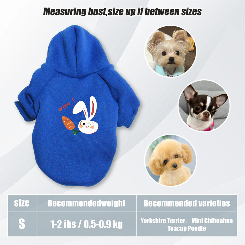 Sweat à capuche pour chien, avec imprimé lapin blanc et carotte mignon, diverses couleurs