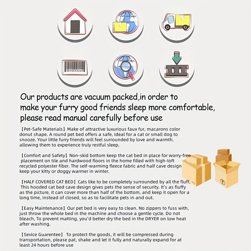 1pc Pet Tent Soft Dog Bed Semi-Enclosed Cat Cave Bed Soft And Comfortable Pet House