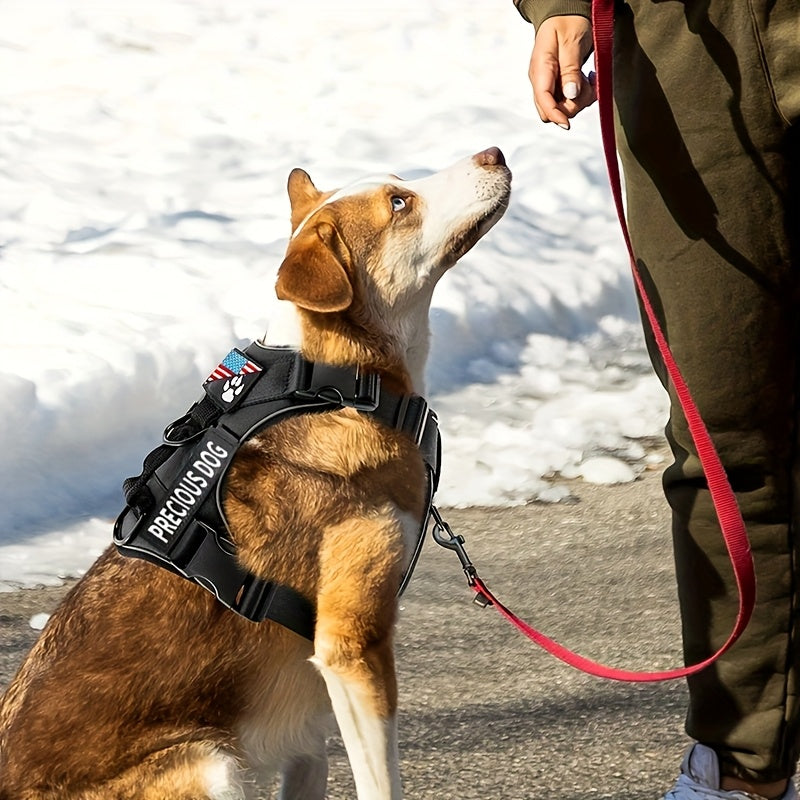 Harnais réfléchissant pour chien, avec 5 patchs, réglable en oxford doux, couche intérieure en maille, facile à contrôler pour les chiens de petite, moyenne et grande taille, boucle aléatoire.