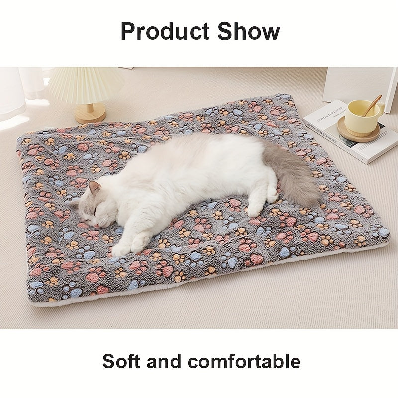 Tapis épais pour chien, moelleux et bien chaud, motif imprimé de pattes