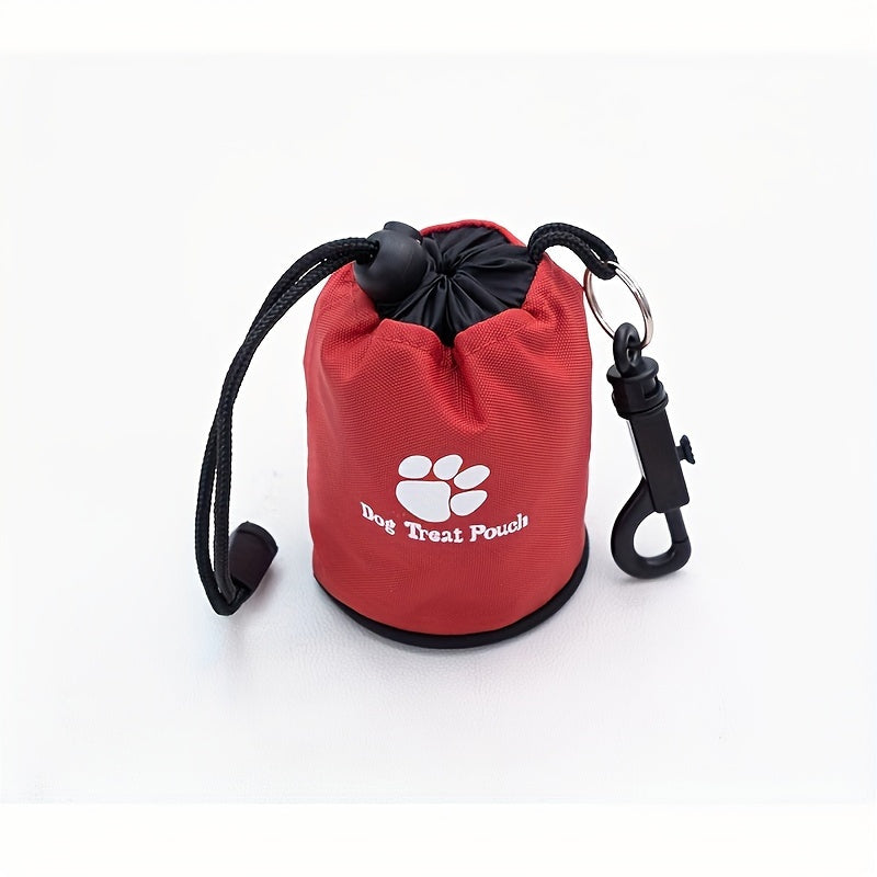 Pochette à friandises pour chien avec mousqueton – idéal pour le dressage et pour les promenades, fermeture à cordon et à glissière, avec motif d'empreintes de pattes, diverses couleurs