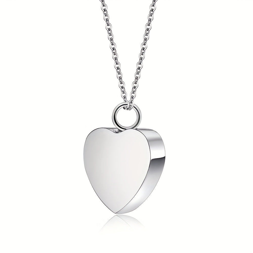 Collier avec urne funéraire en forme de cœur en acier inoxydable pour cendres d'animaux