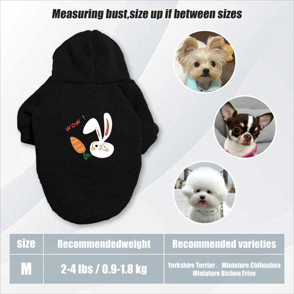Sweat à capuche pour chien, avec imprimé lapin blanc et carotte mignon, diverses couleurs