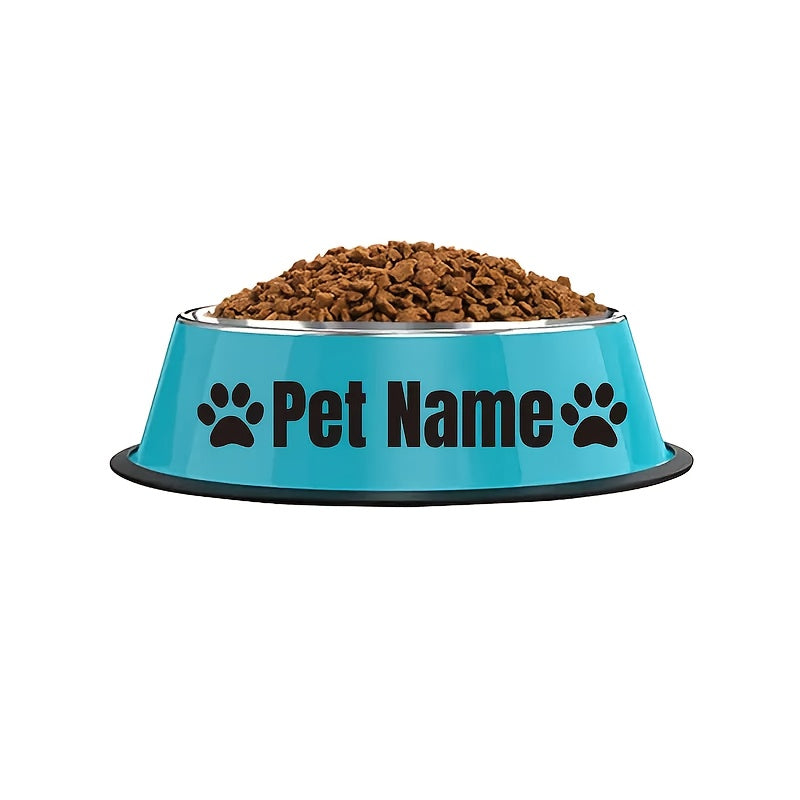 Gamelle personnalisée en acier inoxydable pour chiens et chats - Nom/texte/empreinte de patte et motif os personnalisés, base anti-renversement, diverses couleurs