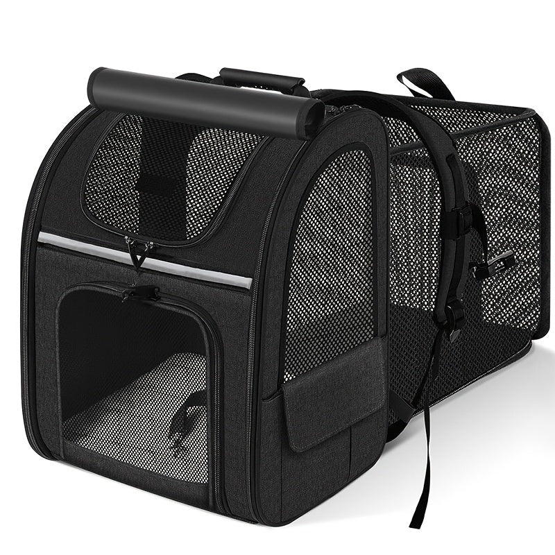 Sac à dos extensible pour chat et petit chien - Ventilation en maille respirante, conception ergonomique avec sangles réglables, léger et portable pour les voyages, la randonnée, le camping, les aventures en plein air, diverses couleurs