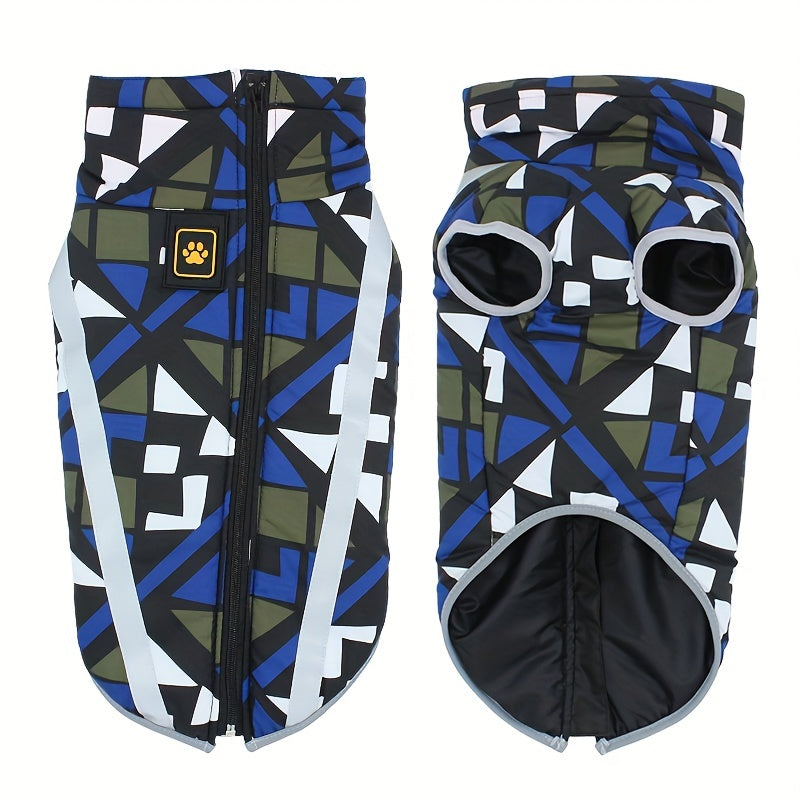 Manteau imperméable pour chien, anneau intégré pour pouvoir attacher une laisse, bandes réfléchissantes latérales, divers motifs