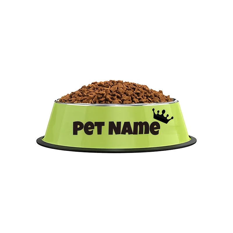 Gamelle personnalisée en acier inoxydable pour chiens et chats - Nom/texte/empreinte de patte et motif os personnalisés, base anti-renversement, diverses couleurs