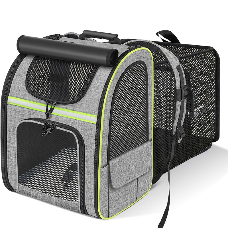 Sac à dos extensible pour chat et petit chien - Ventilation en maille respirante, conception ergonomique avec sangles réglables, léger et portable pour les voyages, la randonnée, le camping, les aventures en plein air, diverses couleurs