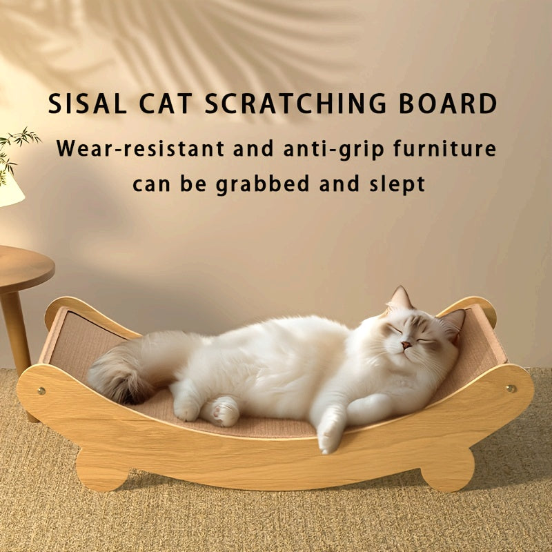 Lit griffoir pour chat, confortable avec position incurvée, peu encombrant, facile à assembler, en lin doux