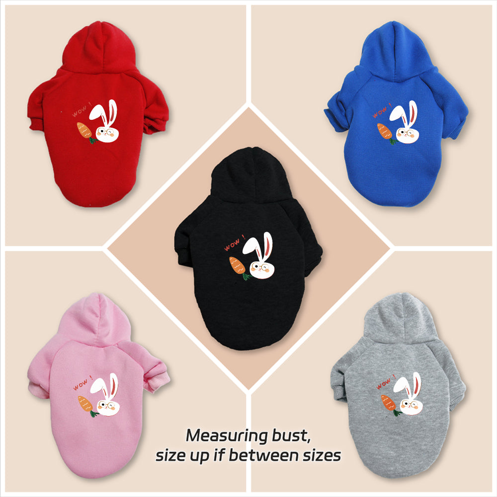Sweat à capuche pour chien, avec imprimé lapin blanc et carotte mignon, diverses couleurs