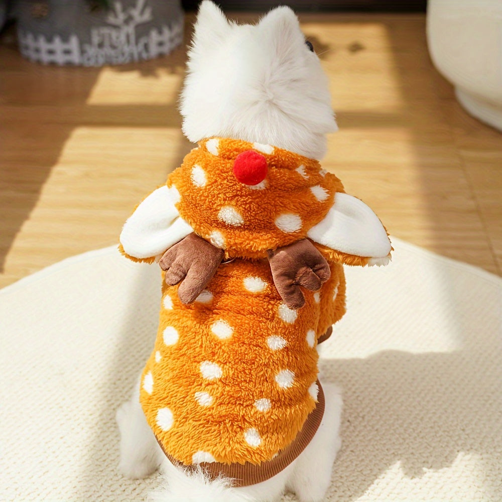 Costume de Noël en peluche pour chiens de tailles petite et moyenne, design de petite biche mignonne