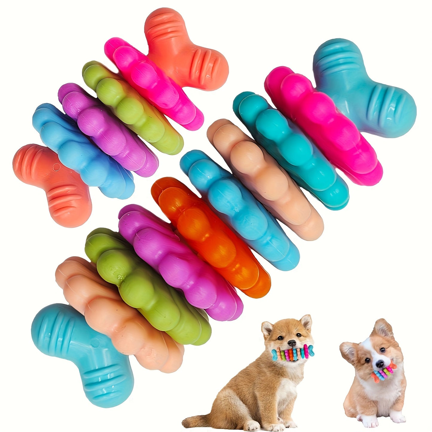 Jouets à mâcher pour chiens en forme d'os - Jouets dentaires résistants aux morsures pour nettoyer les dents, idéal pour l'élimination de la plaque dentaire