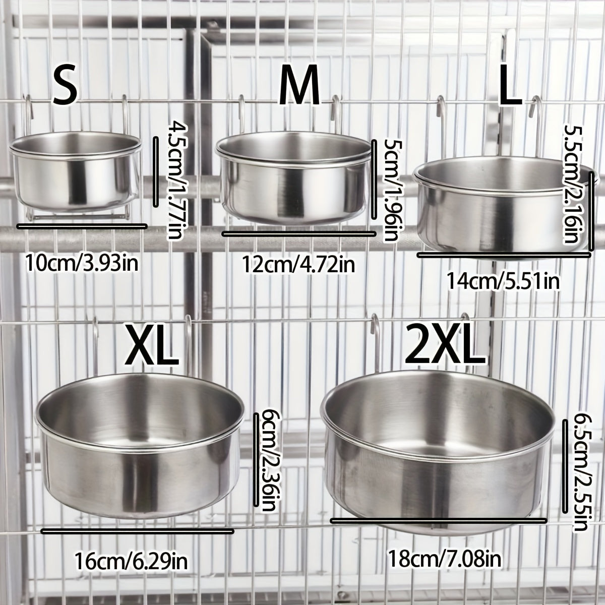 Gamelles suspendues en acier inoxydable pour chiens, ensemble durable de mangeoires et abreuvoirs pour cage, facile à assembler - Réduit la tension sur le cou et le dos de l'animal, idéal pour les grandes races
