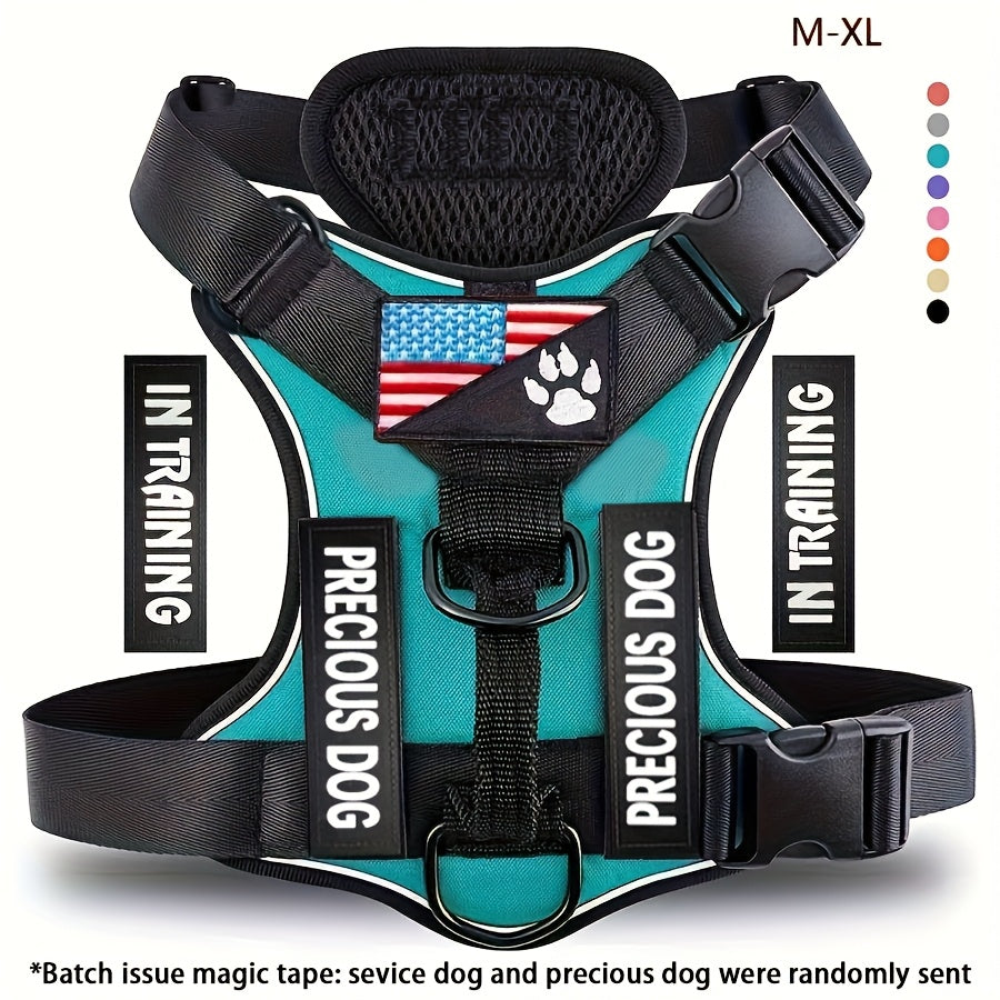 Harnais réfléchissant pour chien, avec 5 patchs, réglable en oxford doux, couche intérieure en maille, facile à contrôler pour les chiens de petite, moyenne et grande taille, boucle aléatoire.