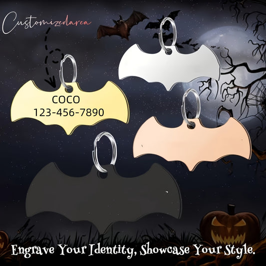 Médaille d'identification personnalisée en forme de chauve-souris pour chien, diverses couleurs