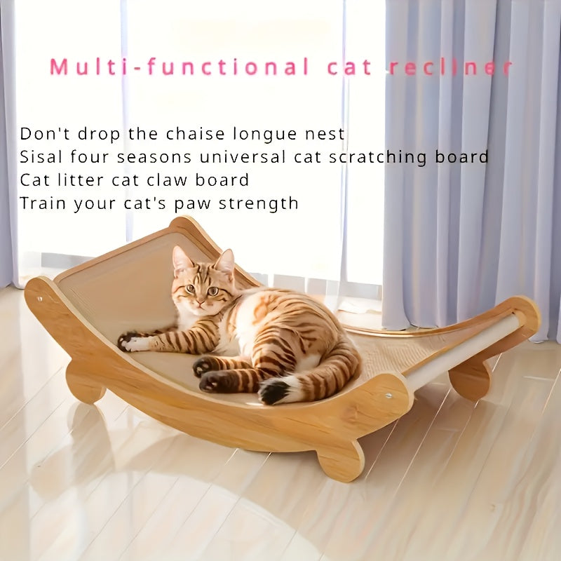 Lit pour chat à surface incurvée, plusieurs tailles disponibles pour permettre aux chats de « griffer et se blottir » et profiter d'un bonheur total, intérieur en carton, extérieur en bois massif