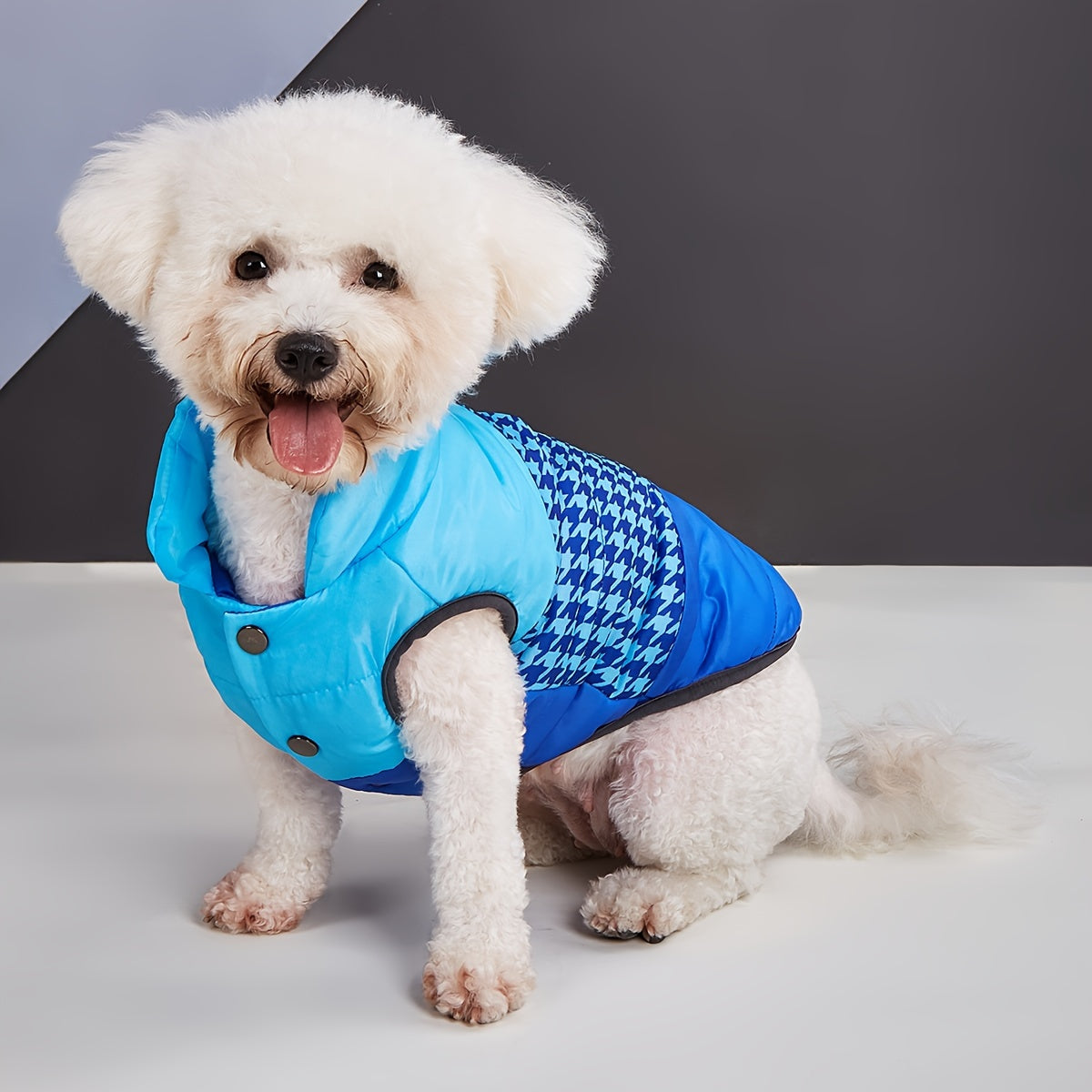Manteau d'hiver rembourré, patchwork tricolore, pour chiens, diverses couleurs et divers motifs