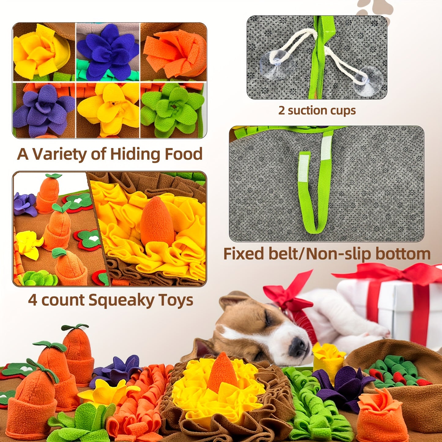 Tapis interactif pour chiens, pour exercices olfactifs, tapis d'alimentation lente et anti-stress, lavable en machine