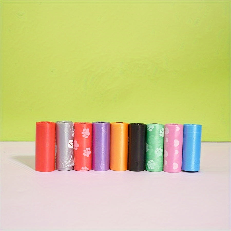 8 rouleaux de sacs pour excréments d'animaux pour les promenades en extérieur, diverses couleurs aléatoires