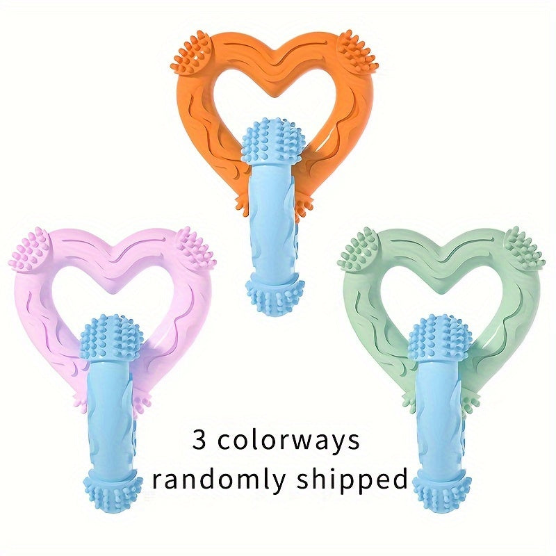 Hochet pour chien en forme de cœur, conçu pour la mastication et les soins dentaires, durable et divertissant, avec des anneaux doubles et triples, diverses couleurs