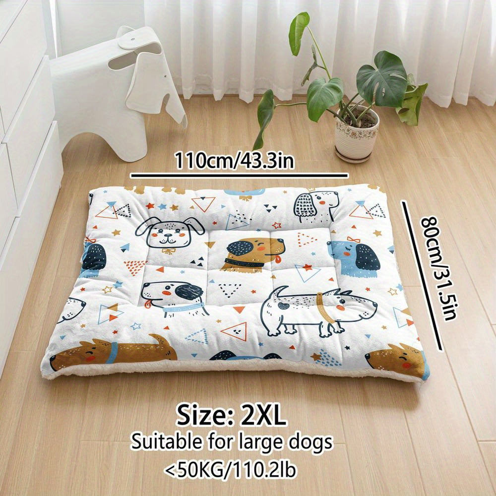 Lit/matelas pour chien avec imprimés mignons, lavable en machine - épais, doux et confortable