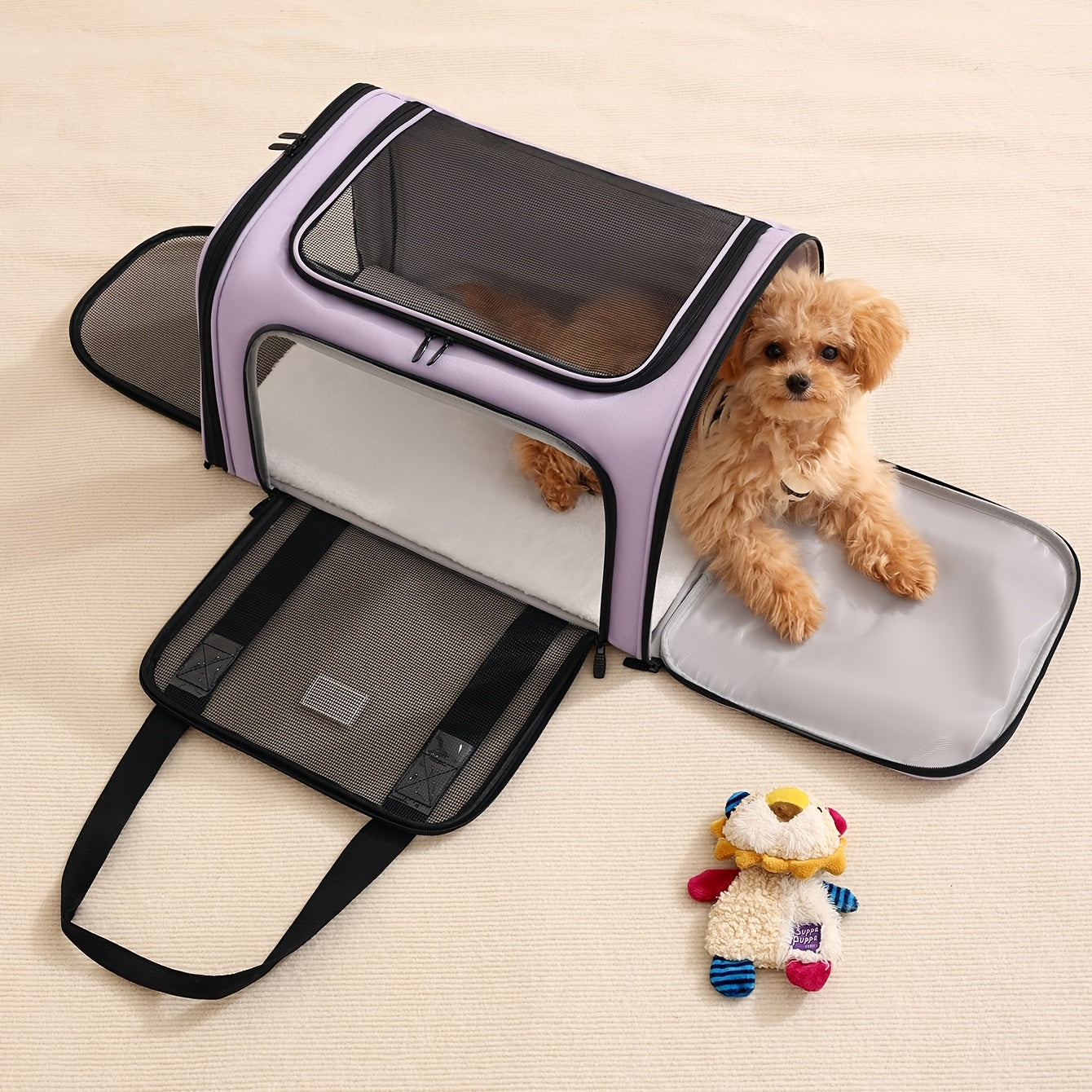 Sac de transport pour chien et chat, conçu en maille pour permettre une totale aération pour un confort optimal de votre animal. Diverses couleurs