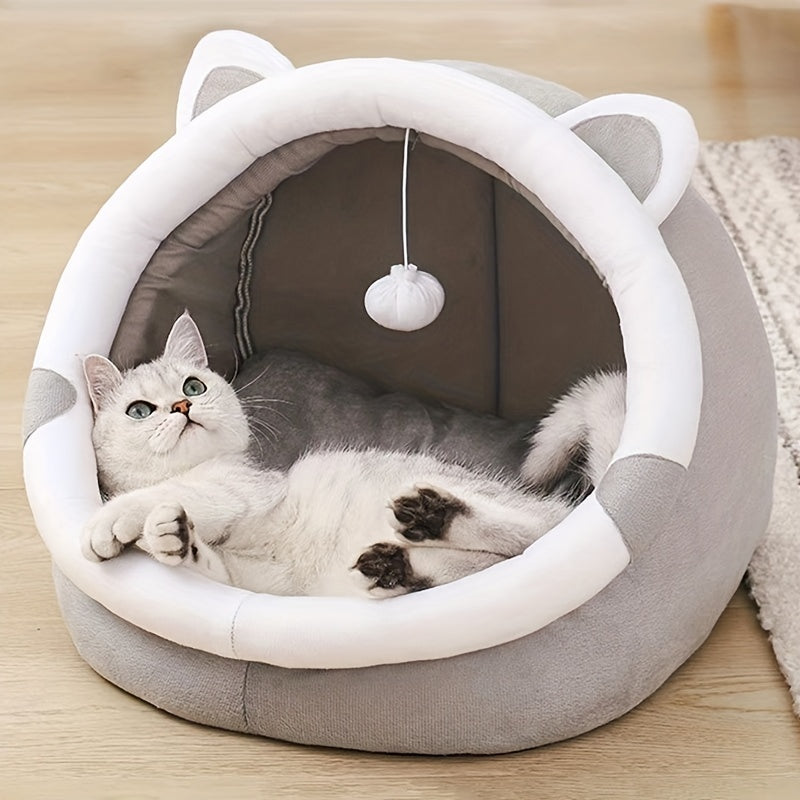 Panier grotte pour chat, douillet avec motif cartoon