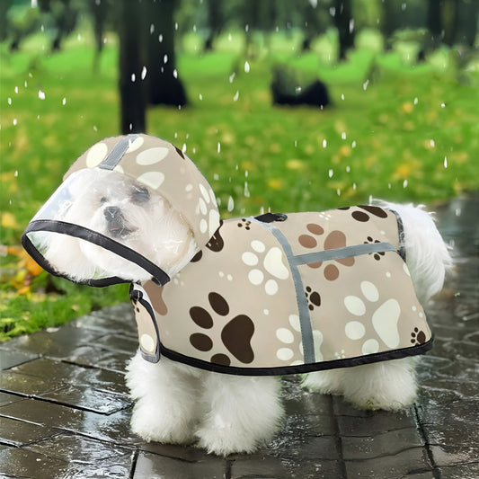 Imperméable pour chien avec motif mignon de pattes. Fabriqués en polyester résistant, lavables en machine.