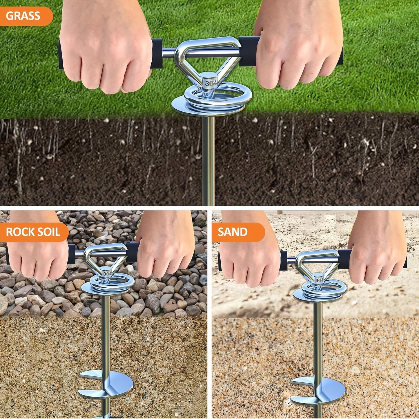 Piquet d'attache pour chien avec rotation à 360°, en acier inoxydable. Disponible avec des laisses en acier de 3,05 / 6,1 / 9,14 / 12,19 mètres