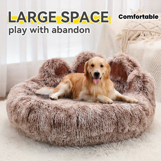 Un lit douillet en forme de patte d'ours adapté aux chiens et aux chats, offrant une solution de couchage douce et confortable pour vos compagnons à quatre pattes, diverses couleurs