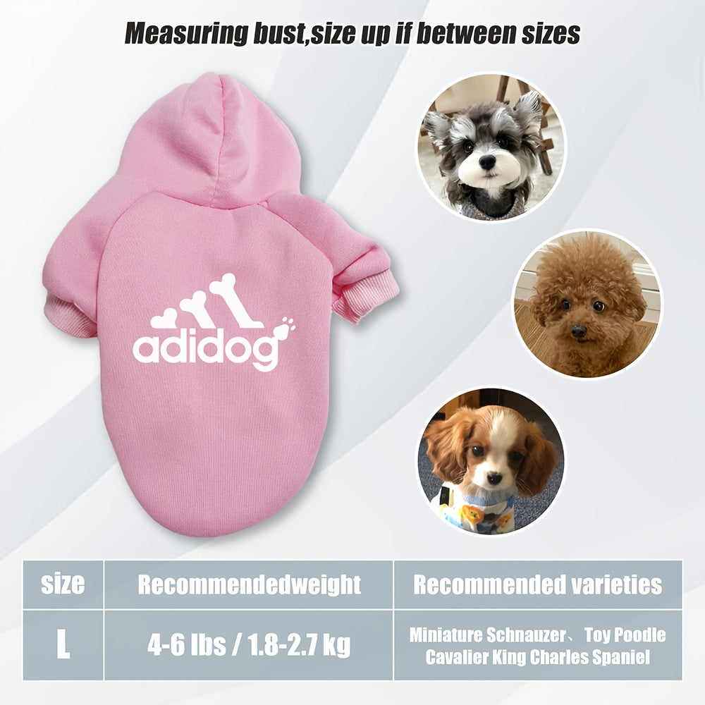 Sweat à capuche doux et chaud pour chien S-2XL avec motif empreintes de pattes et os,
