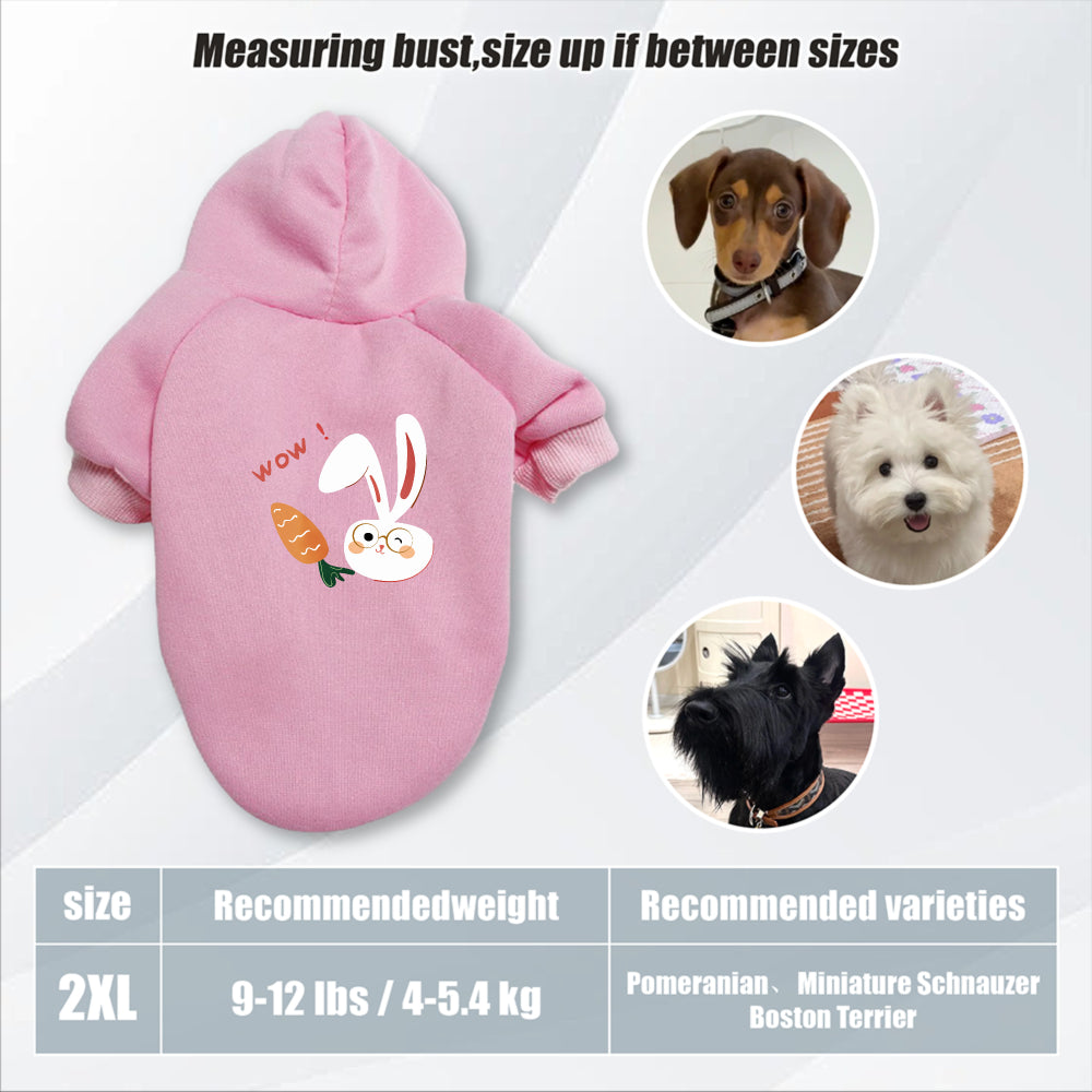 Sweat à capuche pour chien, avec imprimé lapin blanc et carotte mignon, diverses couleurs