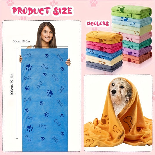 Serviette ultra-absorbante pour chiens et chats, en microfibre, motifs mignons, diverses couleurs