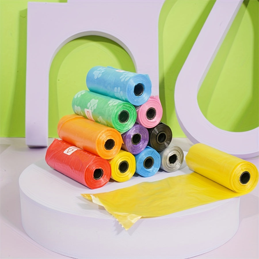 8 rouleaux de sacs pour excréments d'animaux pour les promenades en extérieur, diverses couleurs aléatoires