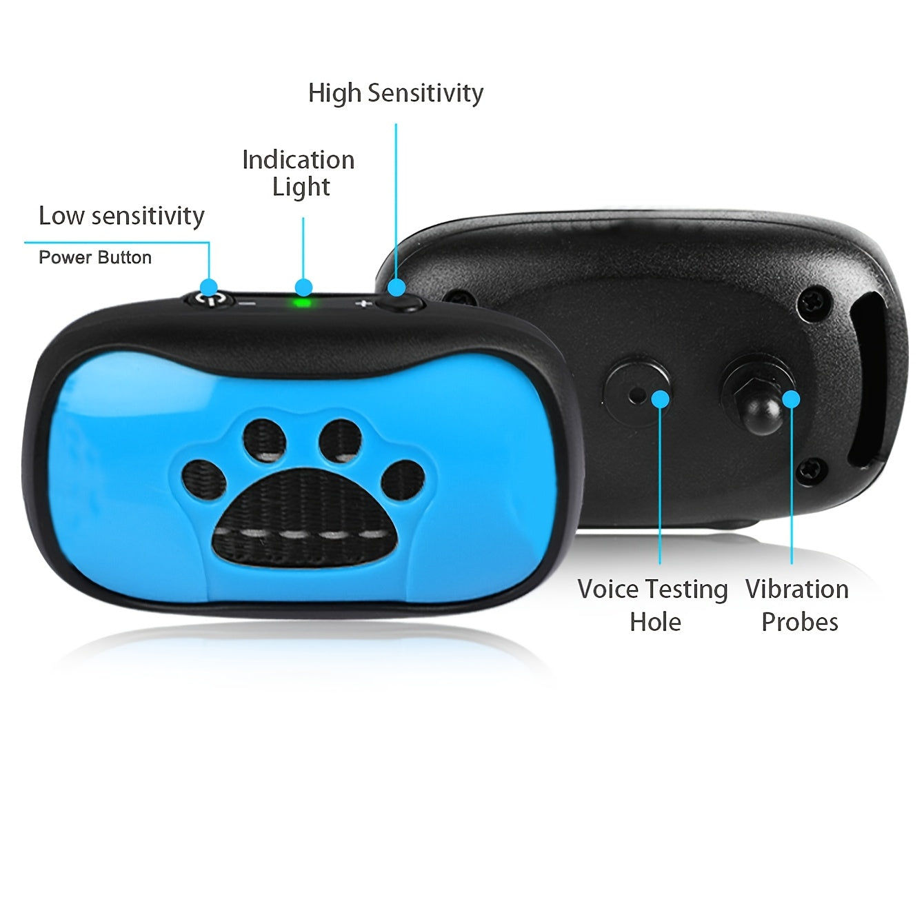 Collier anti-aboiement intelligent pour chien, système de vibration, indolore, rechargeable par USB, diverses couleurs