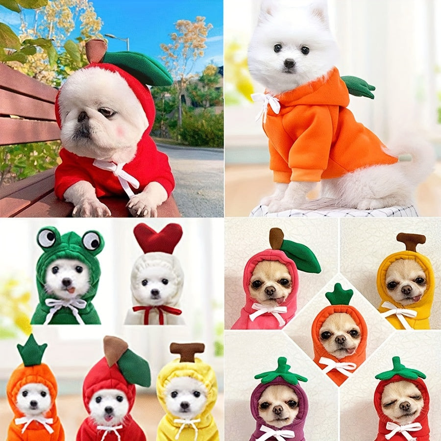 Costume pour petit chien en forme de carotte, de tomate et de banane, sweat facile à enfiler, bien chaud