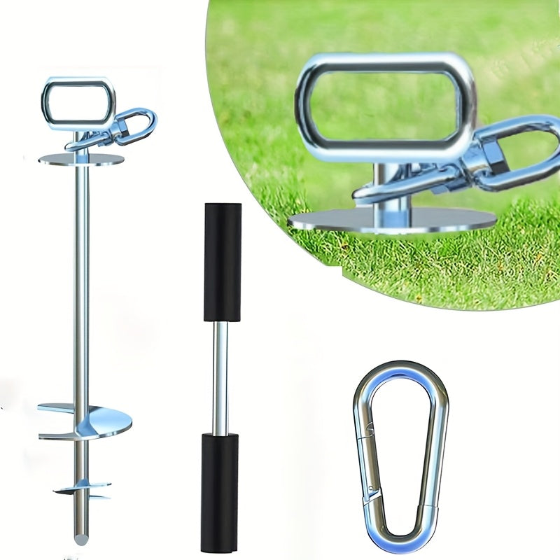 Lot de 5 pièces pour piquet d'attache pour chien, robuste - En acier inoxydable, pivotant à 360°, adapté aux jardins, compatible avec toutes les laisses