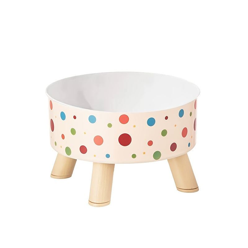 Gamelle surélevée pour chien et chat, grande capacité, antidérapante, conception ergonomique pour un repas confortable en hauteur, beige à petits pois